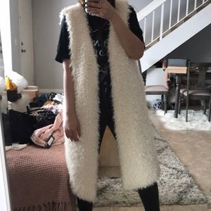 Faux fur long vest